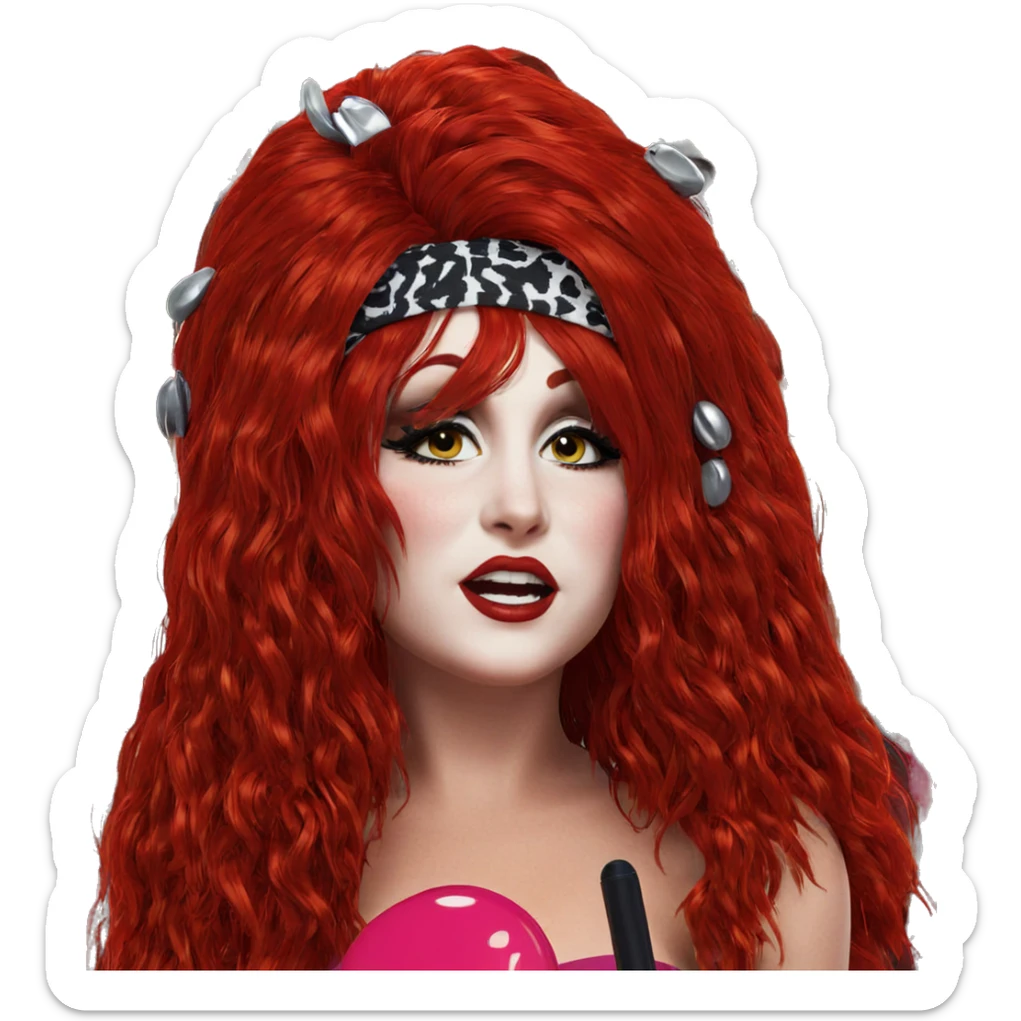 bold beauty with red hair sticker