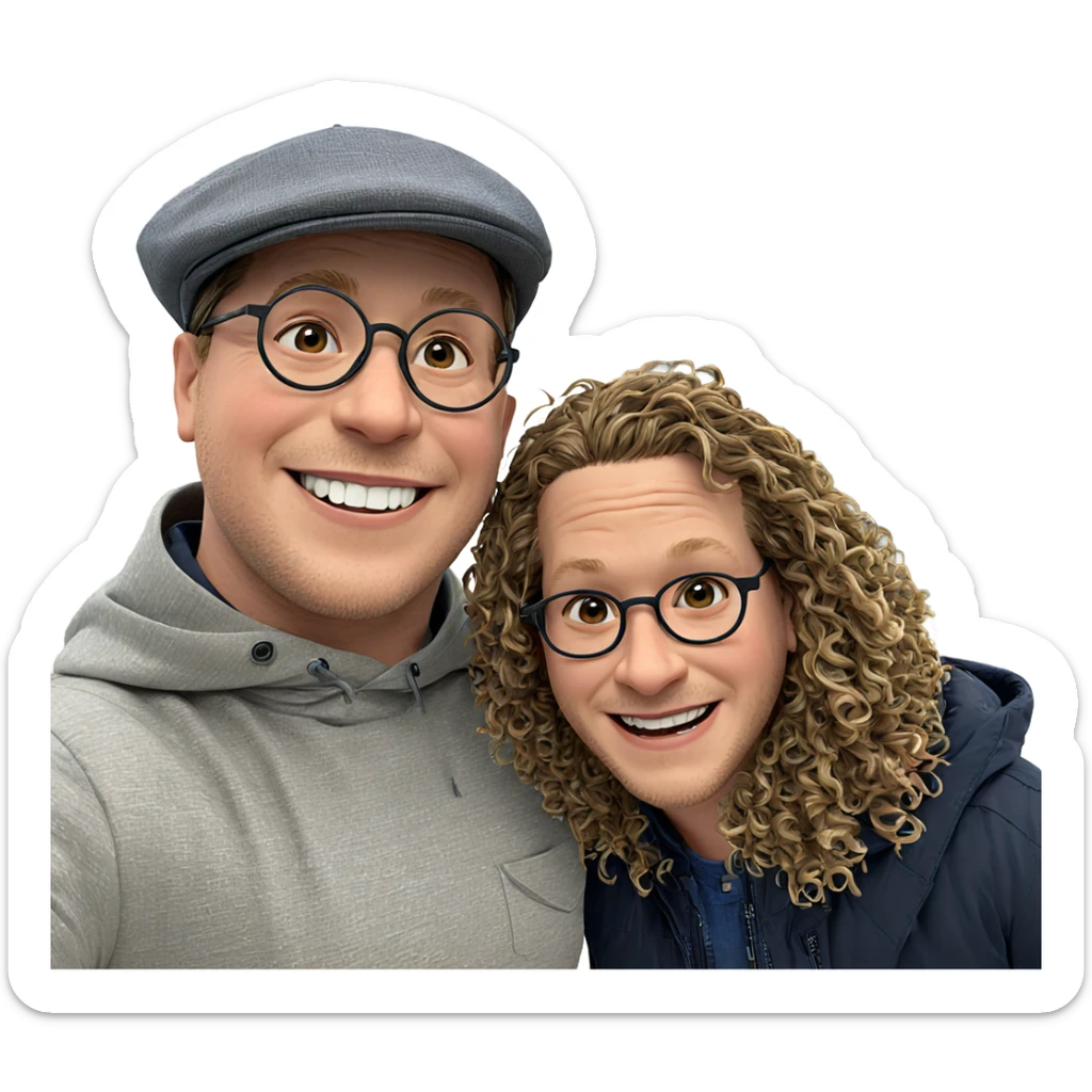 happy boys with glasses sticker