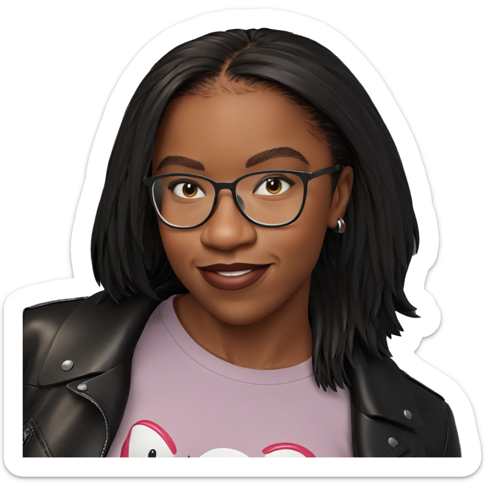 smiling girl in leather jacket sticker