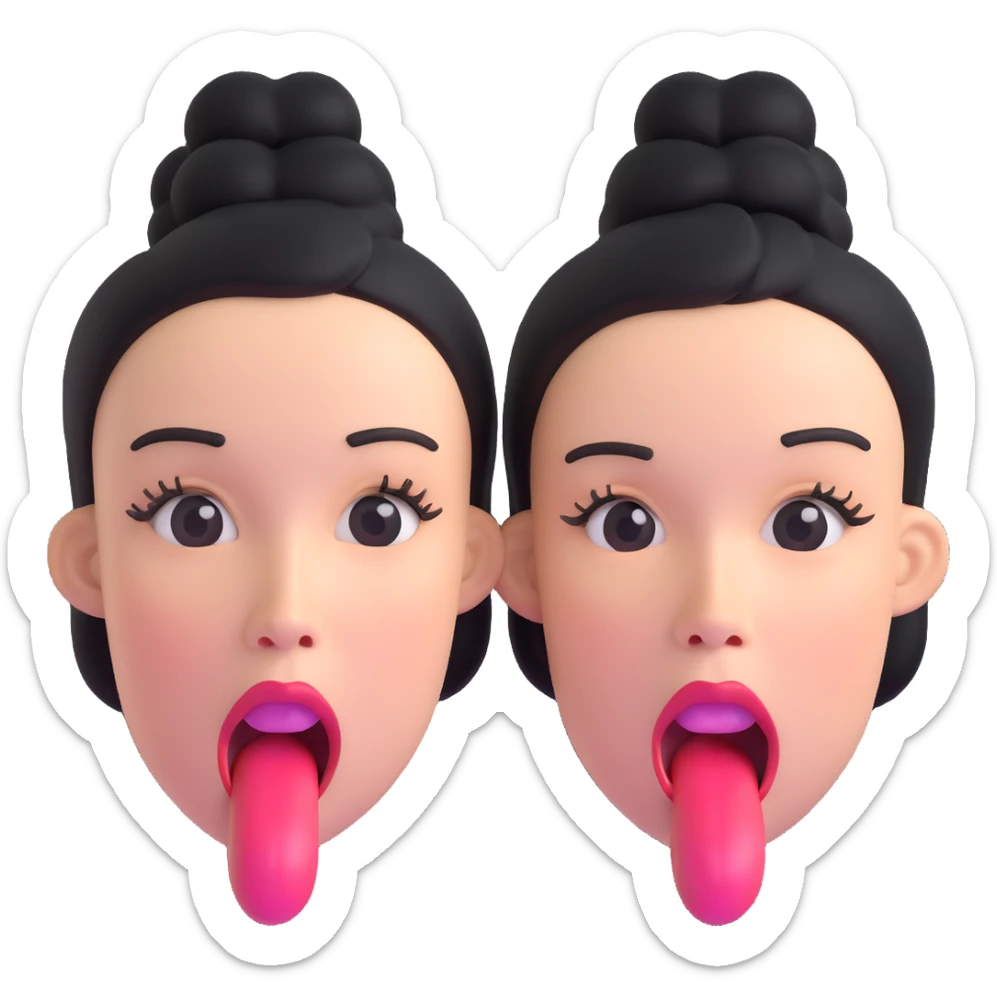 woman with two heads sticking out their tongues sticker
