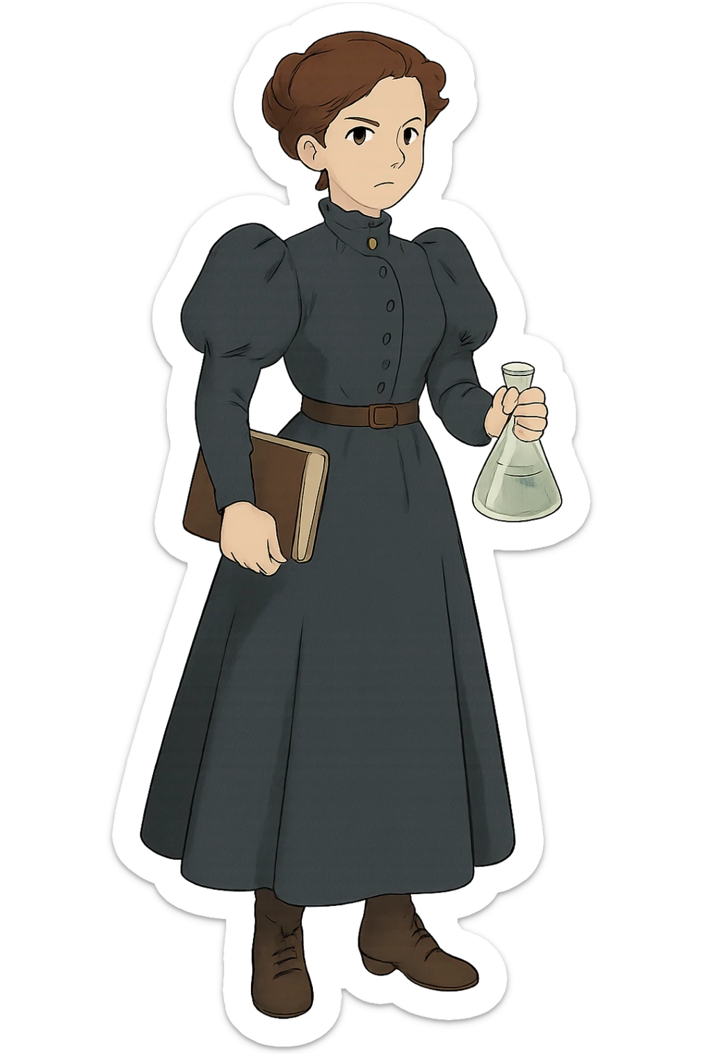the full body of A female victorian scientist looking serious sticker