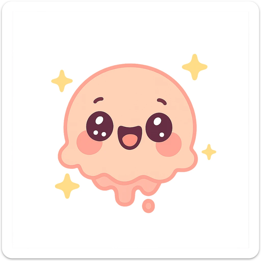 Create an animated version of the emoji in kawaii style with a joyful and laughing expression, bright shining eyes, pink cheeks, sparkling effect around the face, and transparent background. sticker