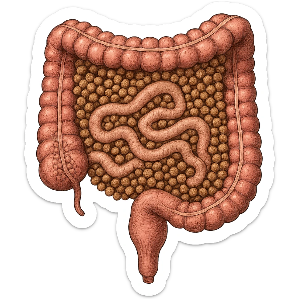 intestino umano anatomico con feci a palline sticker