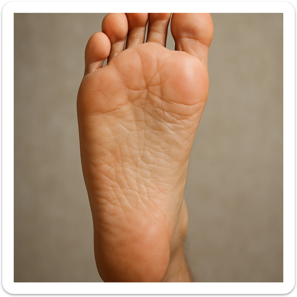 realistic image of the sole of a human foot, anatomical details, realistic style sticker