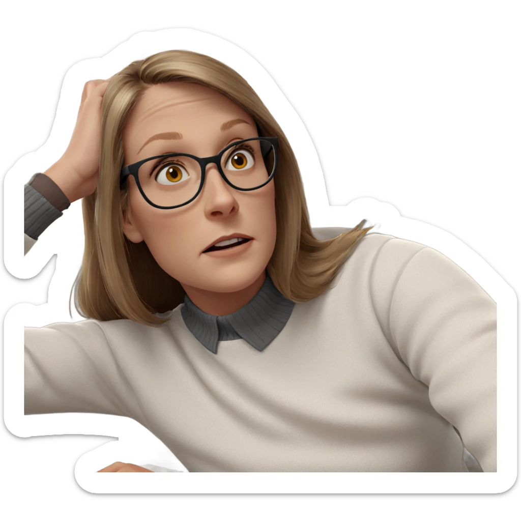 girl in white sweater indoors sticker