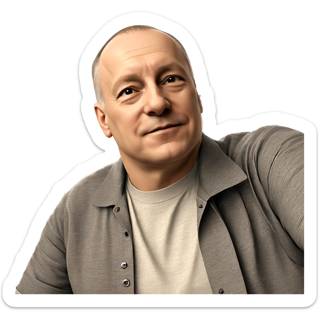 bald man in american flag sticker