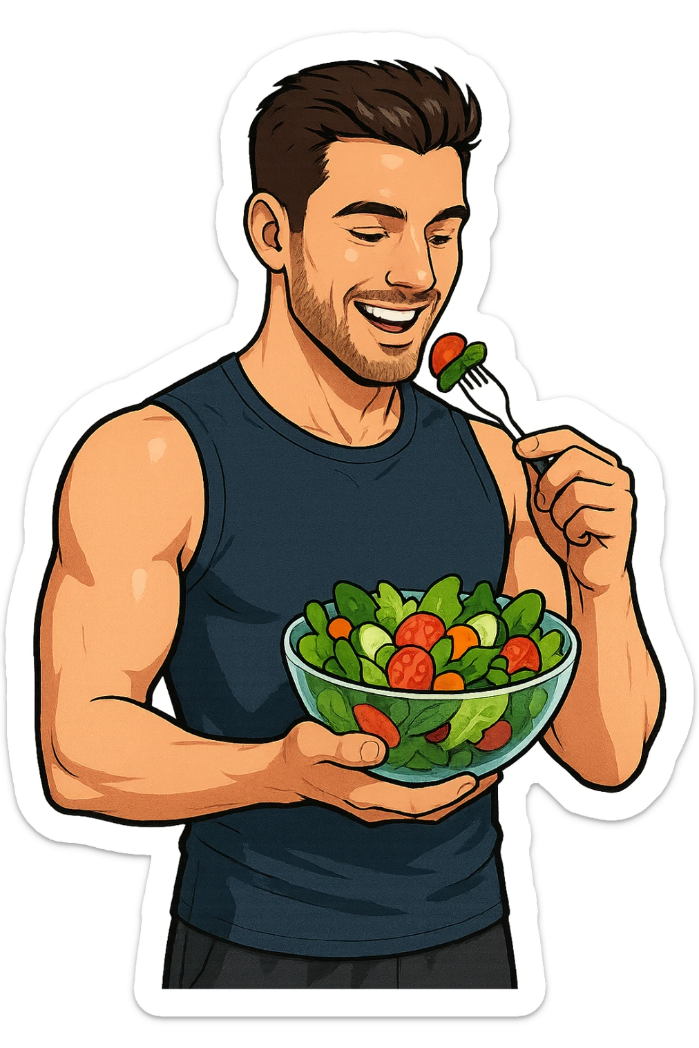 UOMO FITNESS CHE MANGIA INSALATA sticker