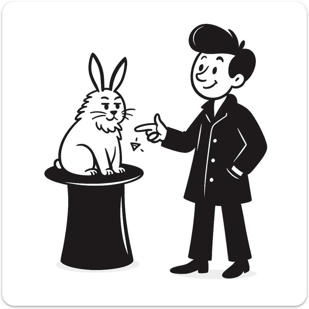 Add a waist length black coat to the street magician in hand drawn doodle style, preserving the hand drawn doodle style and details. sticker