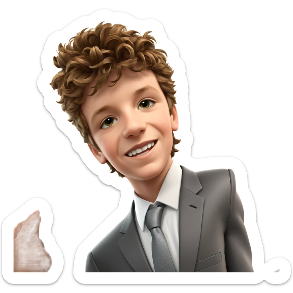 smiling boy in formal attire sticker