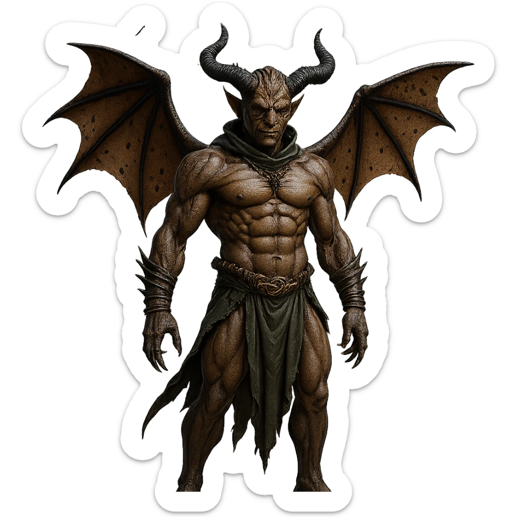 Remove the background to depict the full body of a photorealistic demon on a transparent background. sticker