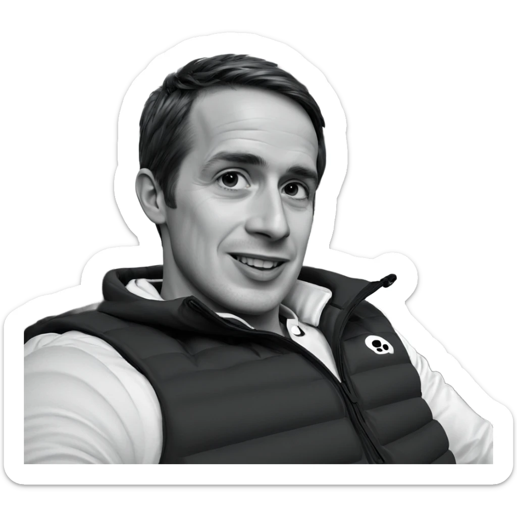 smiling boy in monochrome vest sticker