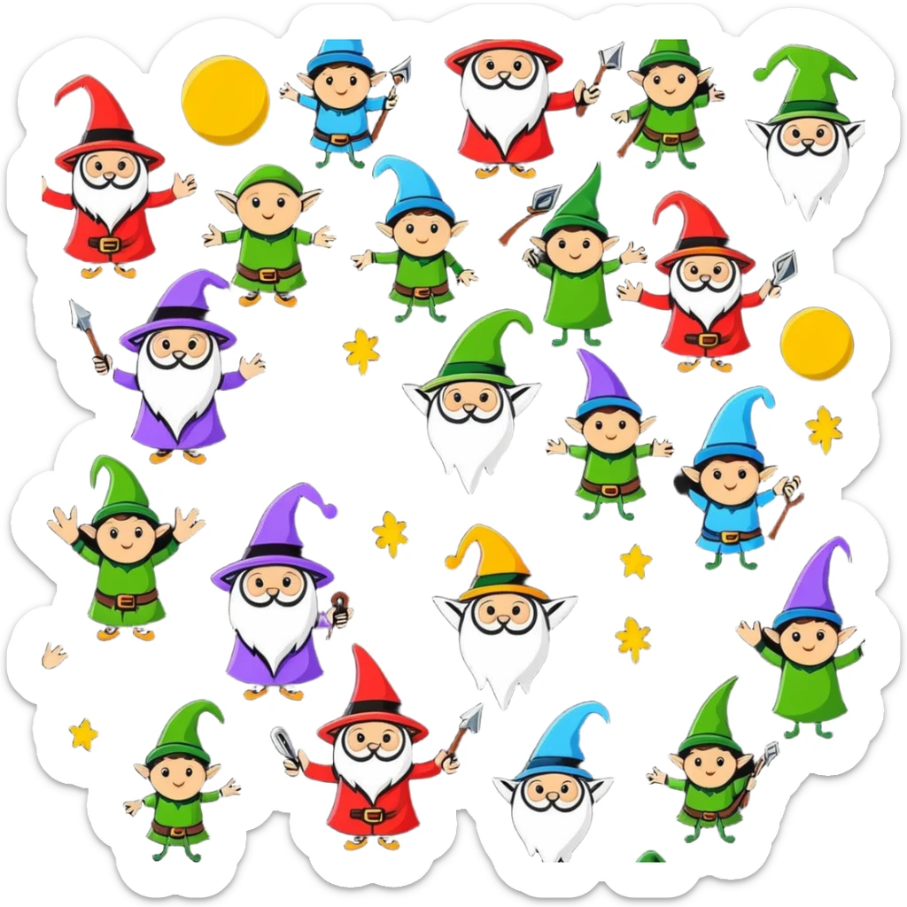 group of wizards and elves from White Council Lord of the Rings sticker