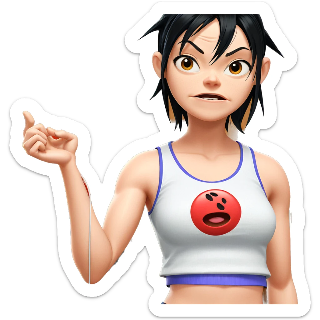 black haired girl in tank top sticker