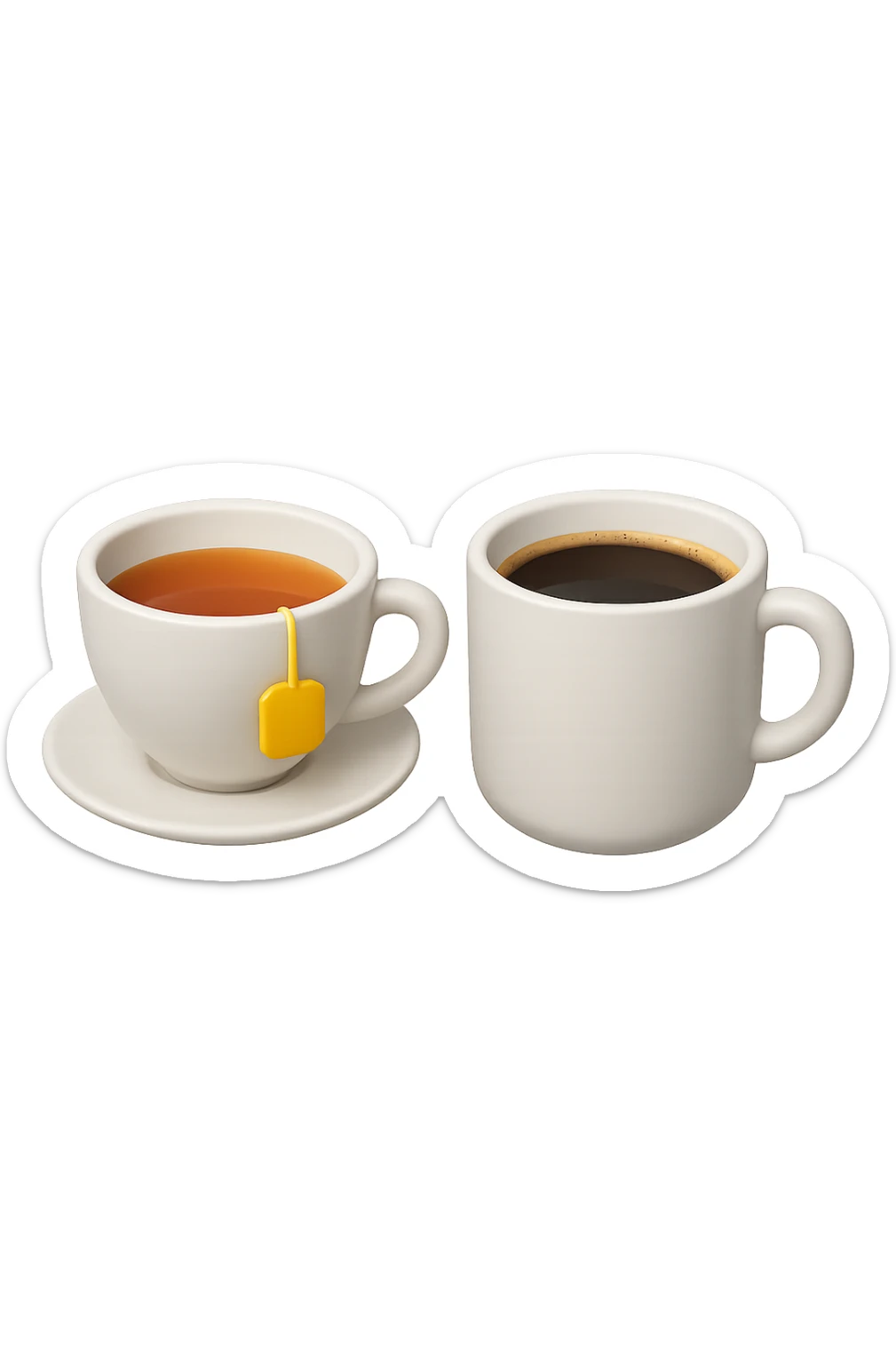 emoji 3d stile iphone che rappresenta una tazza di thè accanto ad una tazzina di caffè 3d sticker