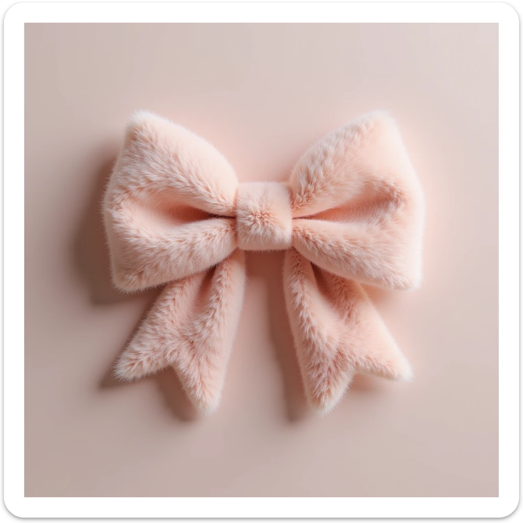 fluffy bow, realistic texture, soft lighting, gentle shadows sticker