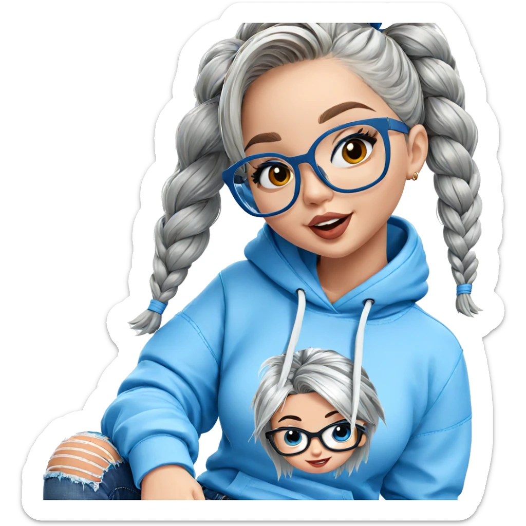 smiling girl in torn jeans sticker