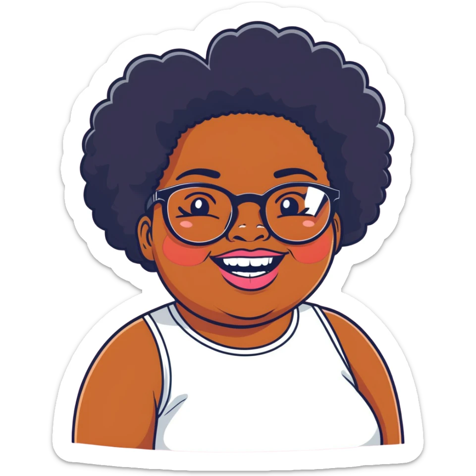 Fat black girl with gap tooth and glasses photographer natural hair sticker