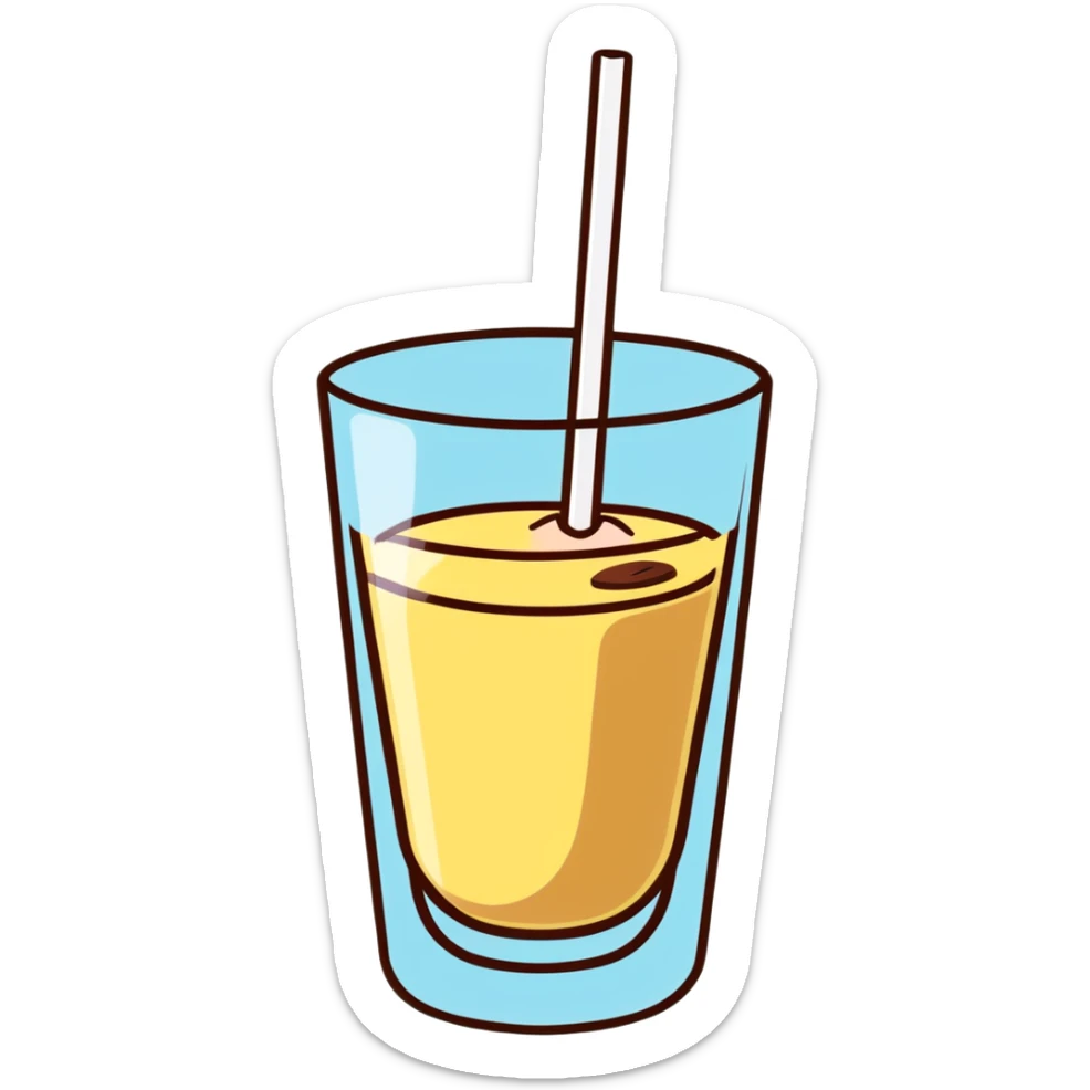 Glass of milk with Nesquik chocolate powder being mixed in sticker