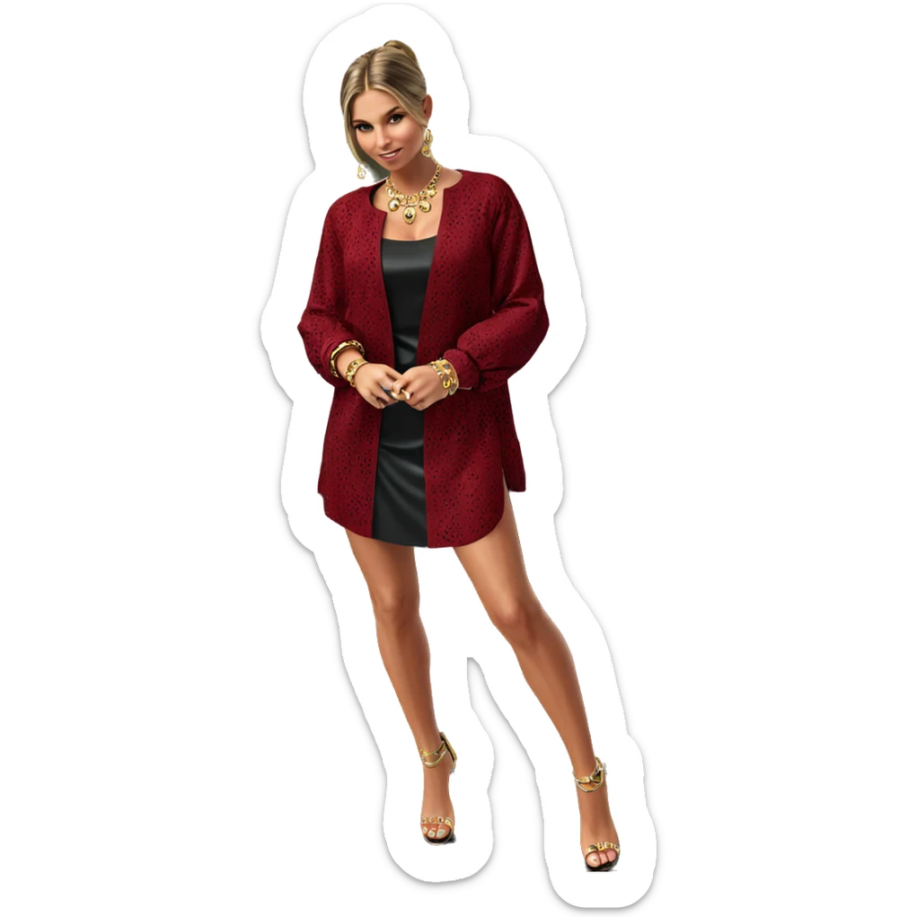 girl in dress with jewelry sticker