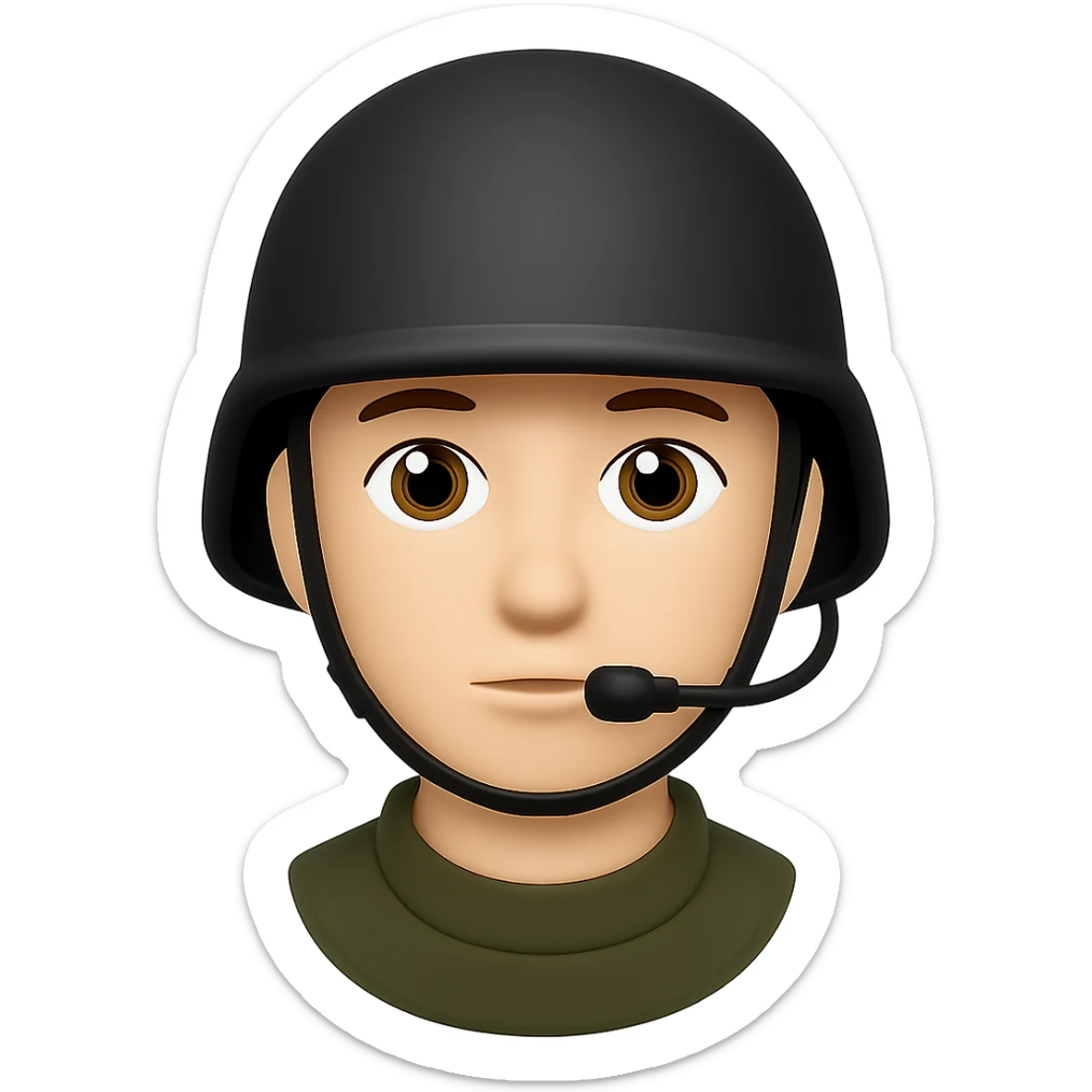 Make the PASGT helmet black with a chin strap, in the style of apple emojis, with no background. sticker