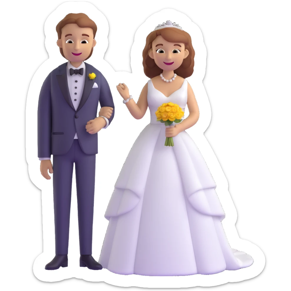 wedding couple with white man with brown hair and white woman with light ginger hair sticker