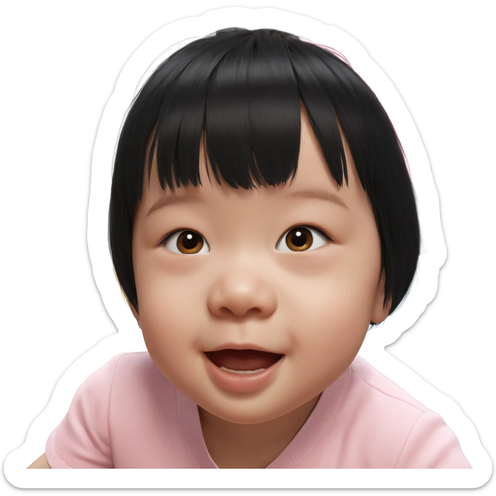 realistic girl with black hair sticker