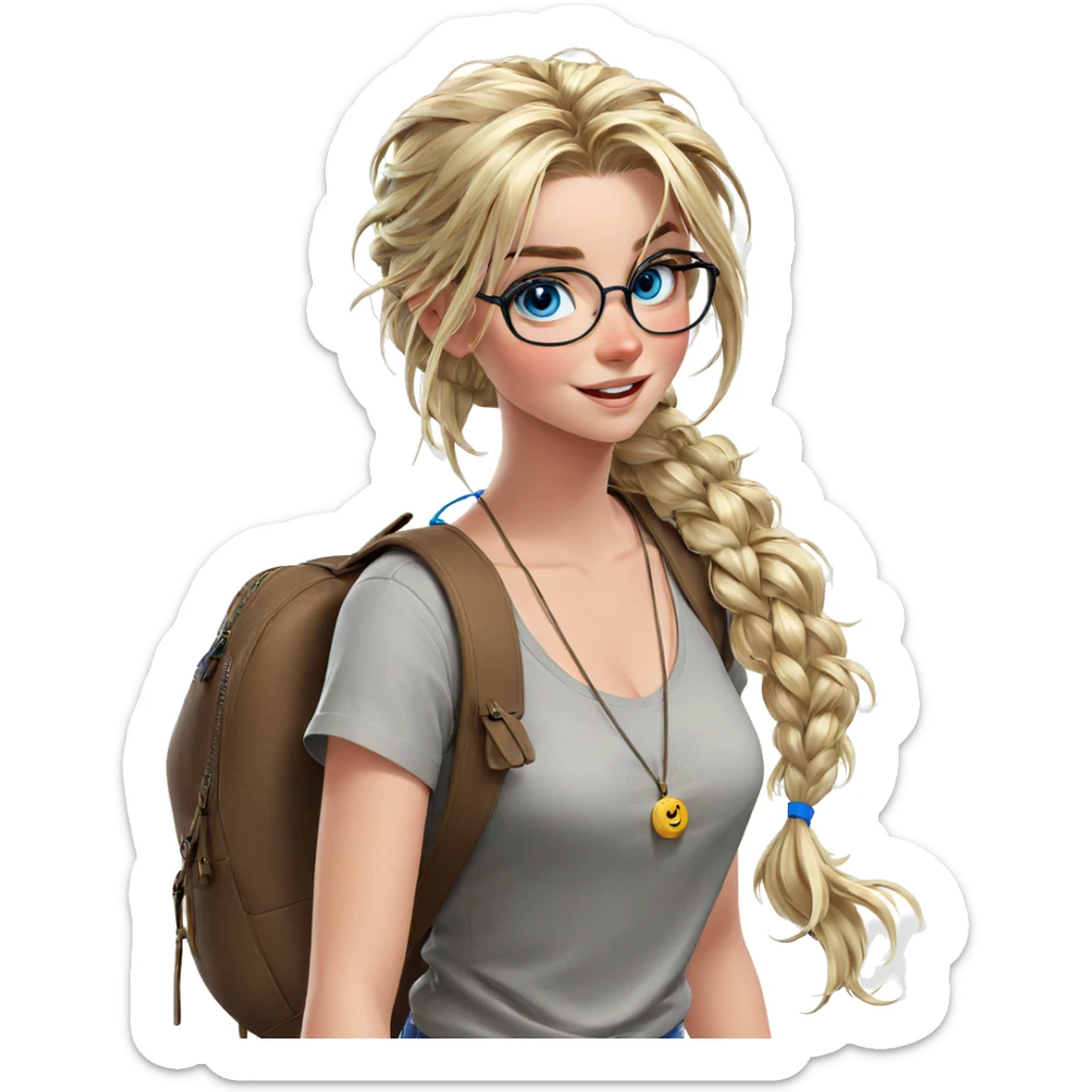 smiling girl with blue eyes sticker