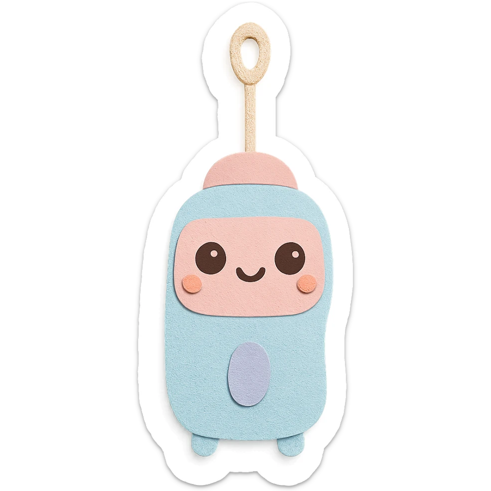 cute milk frother, full body, big round eyes, soft pastel kawaii style sticker