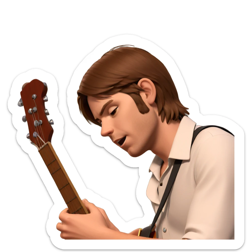 boy playing guitar solo sticker