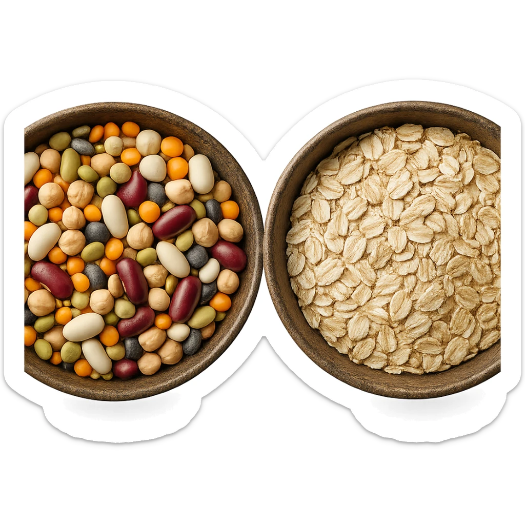 BOWL DI LEGUMI INSIEME A BOWL DI FIOCCHI DI AVENA,  iperrealistico 4k sticker