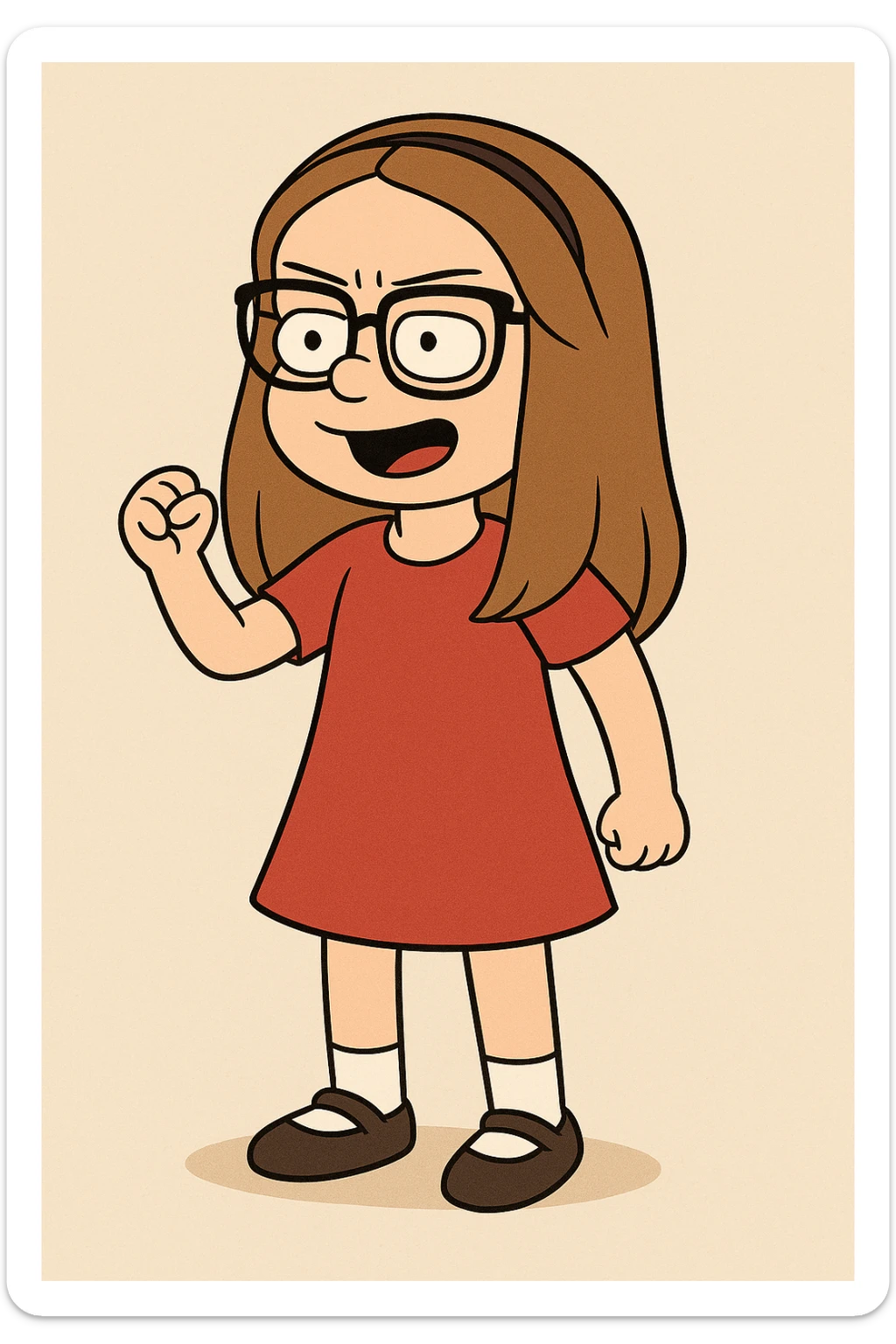 Little girl Gloria Steinem red dress  sticker