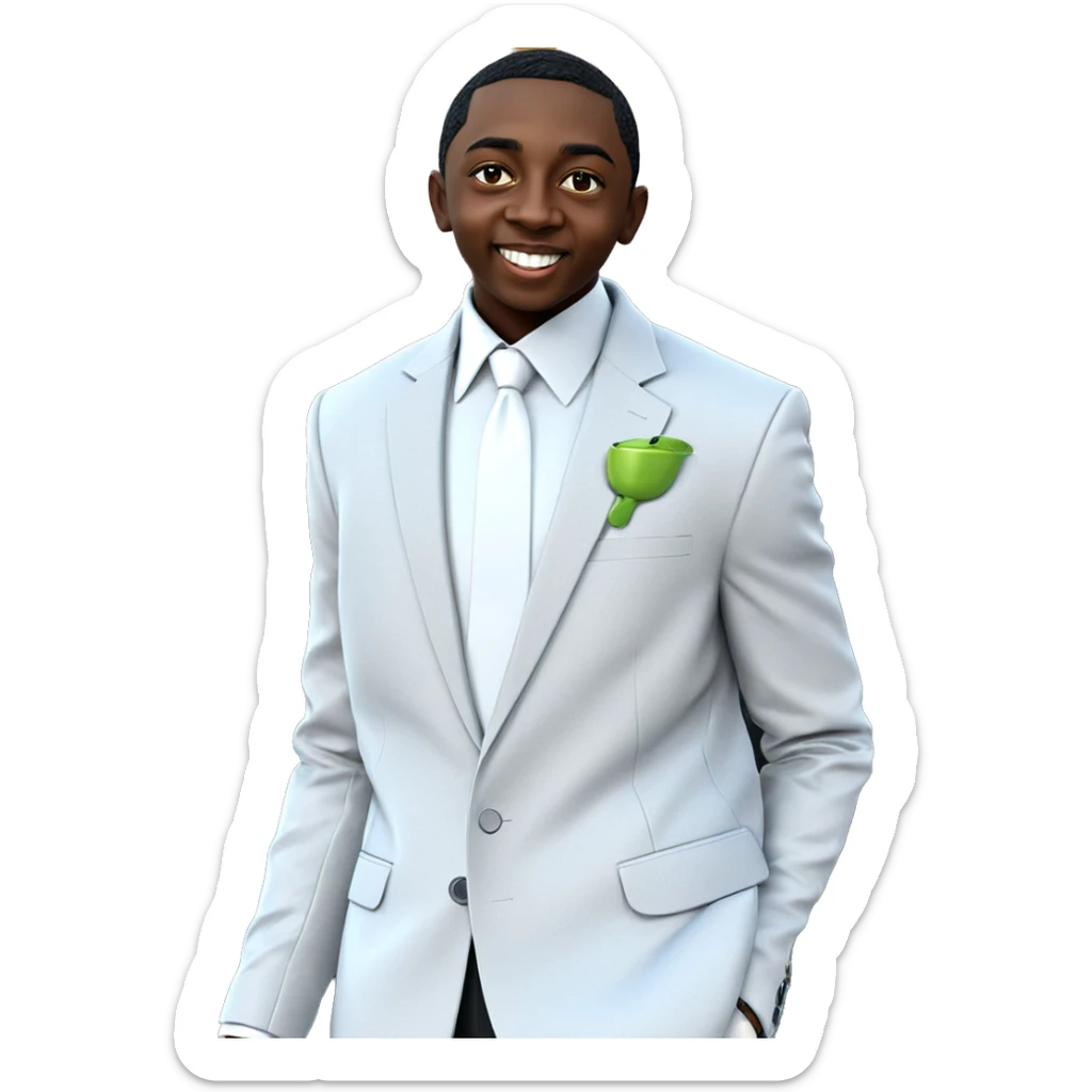 smiling dark-skinned man in suit sticker