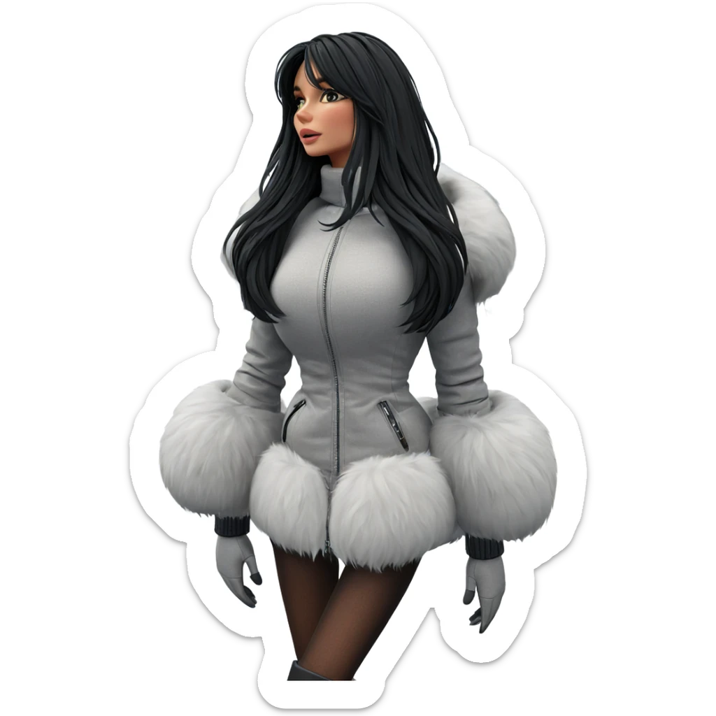 winter girl in the city sticker