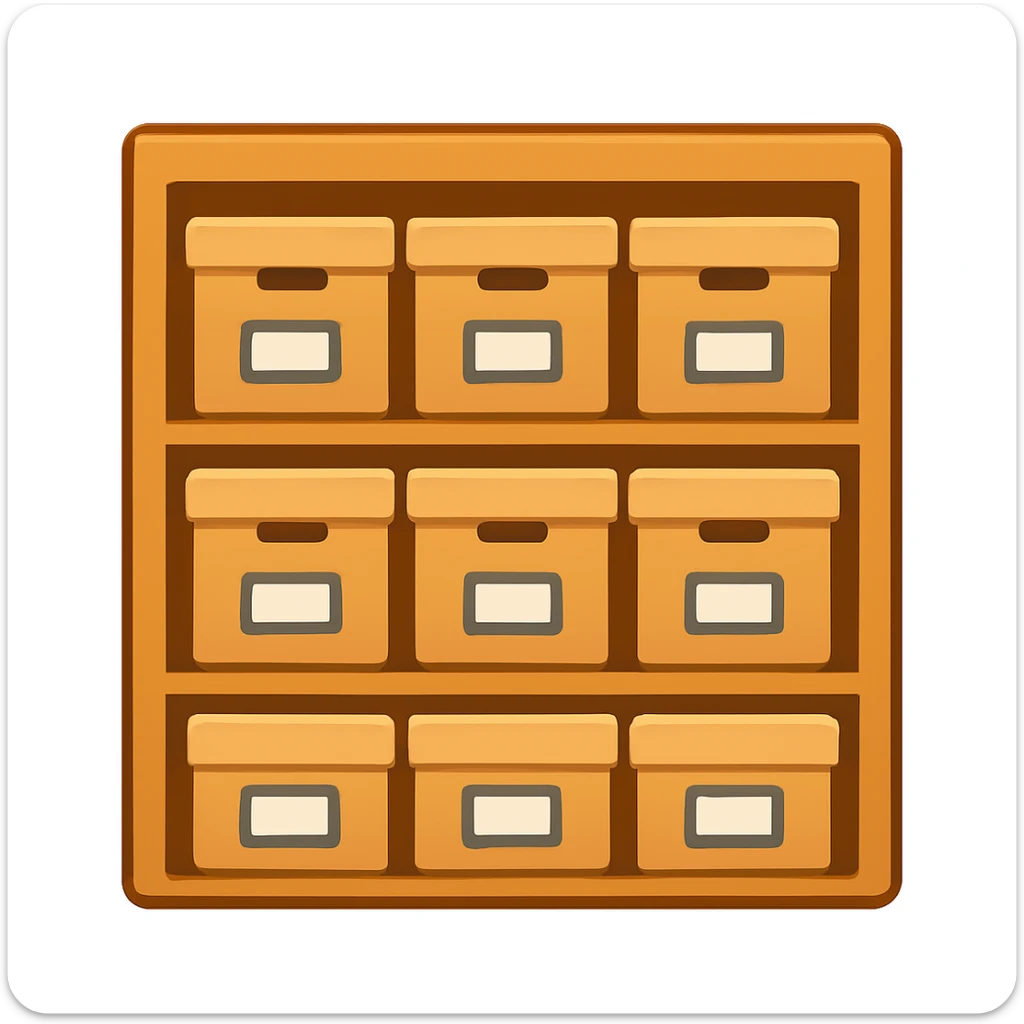 emoji of storage with boxes on shelves from a different angle sticker