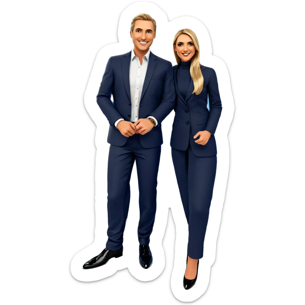 smiling couple in formal wear sticker