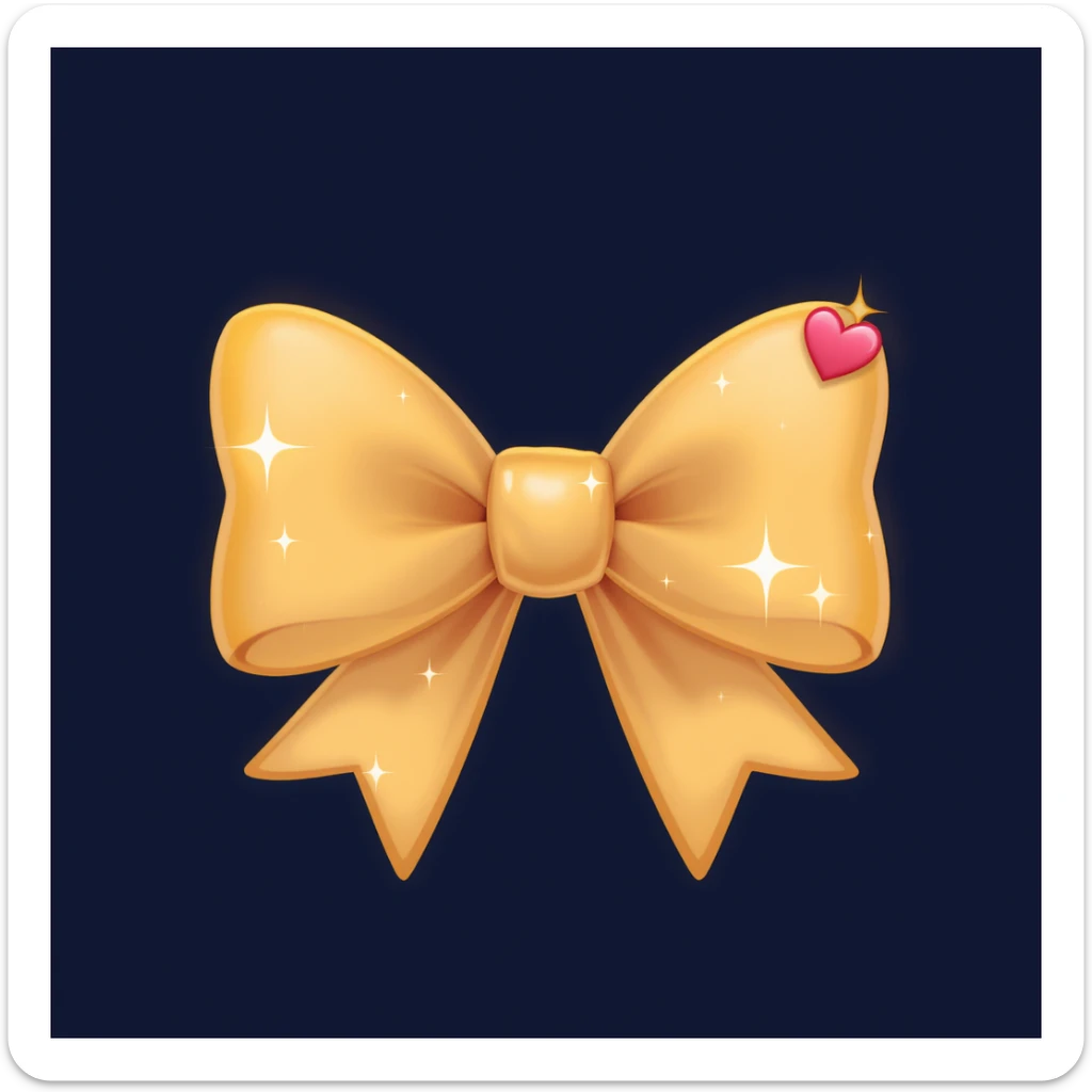 bow emoji, cute and shiny, with a heart accent, no background sticker