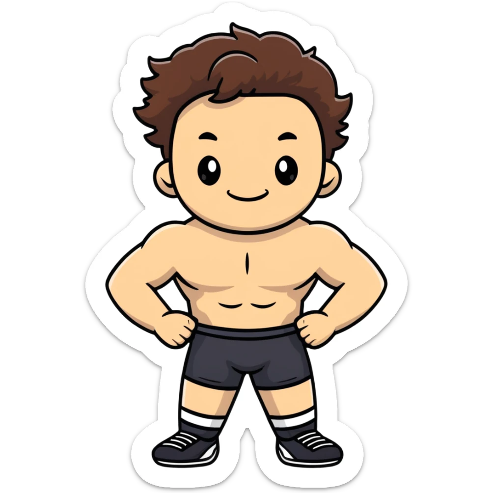 shirtless male athlete with white skin and wavy brown hair sticker