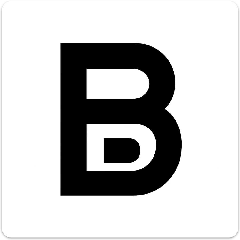 Convert the letter B inspired by the BeatStars logo to black and white only, maintaining a modern and professional style. Keep the original style's modern and professional look in the black and white version. sticker