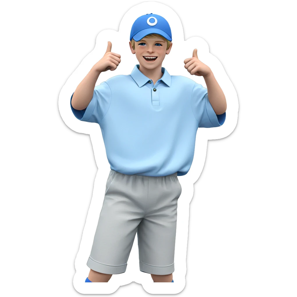 happy boy in blue outfit sticker
