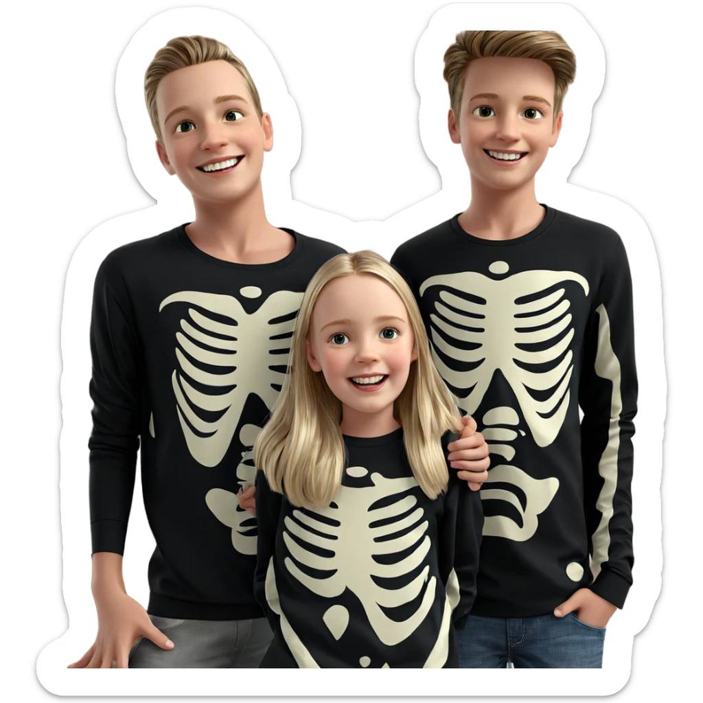 smiling girl with boys sticker