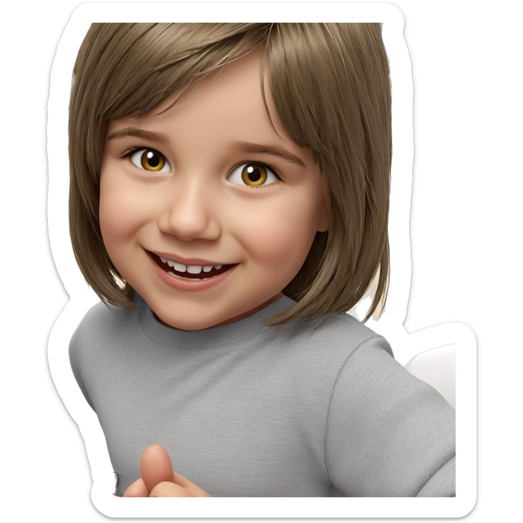smiling girl with food sticker