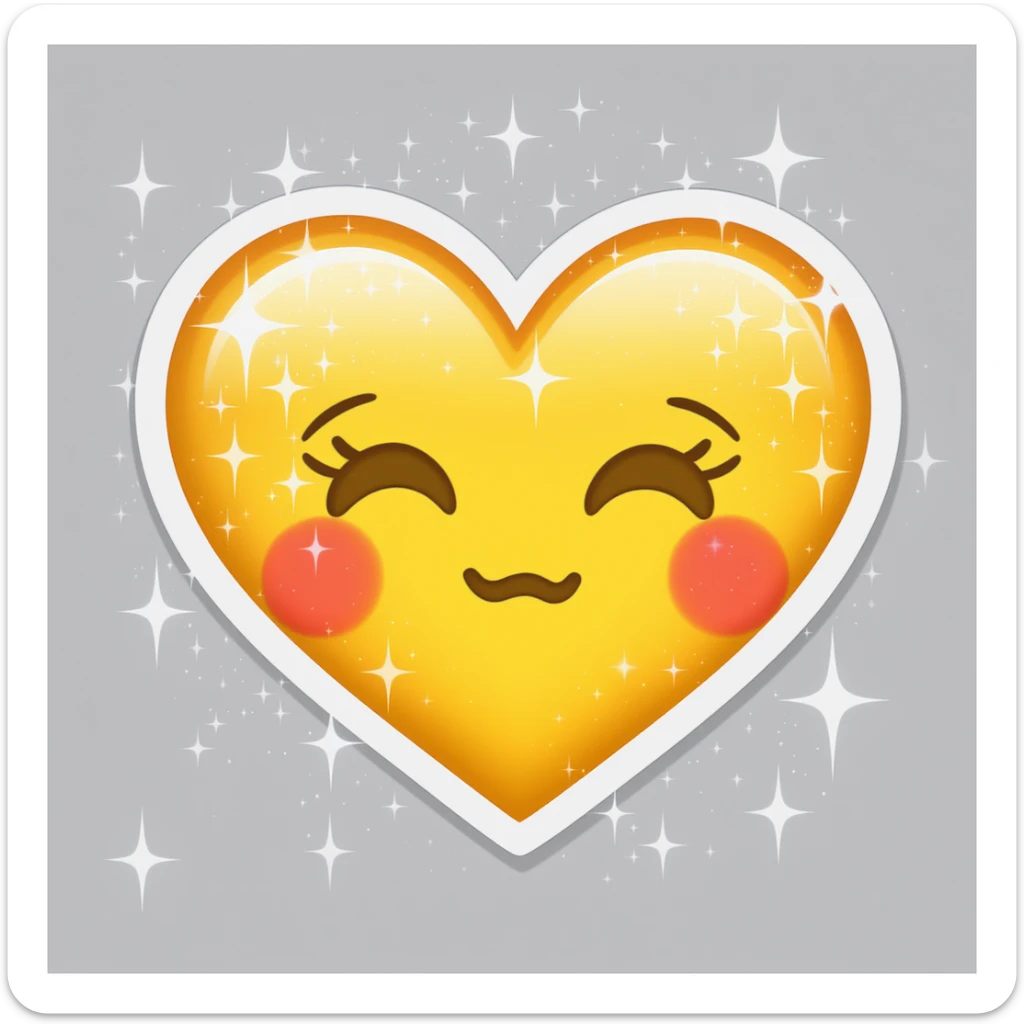 goth heart emoji, cute and shiny, with sparkles, no background sticker
