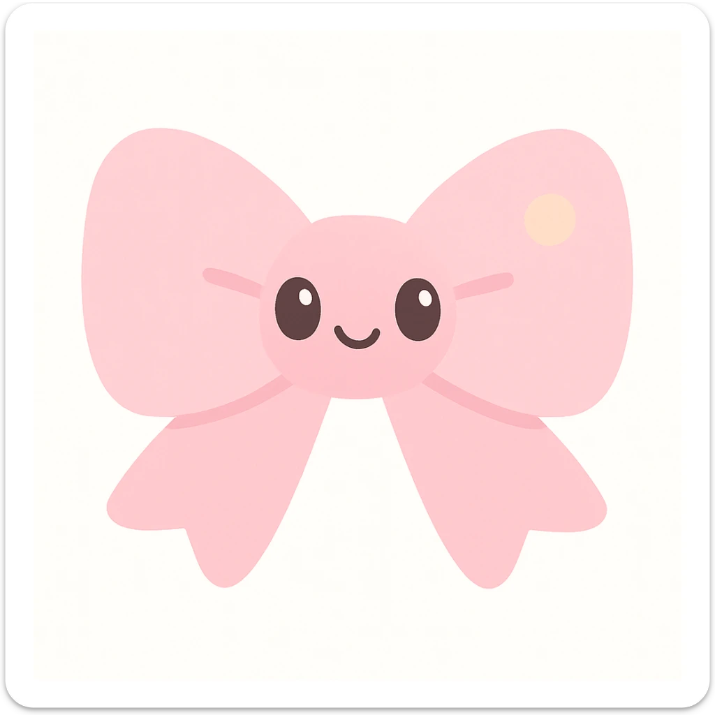 aesthetic pink bow, pastel tones, delicate, no background sticker