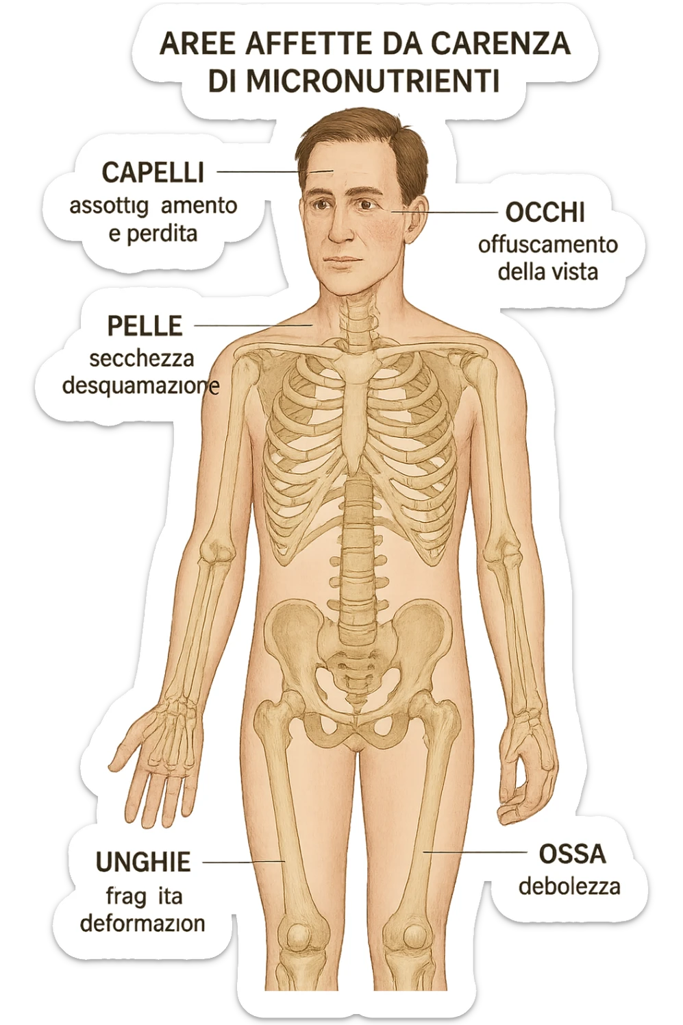 corpo umano in carenza di micronutrienti in italiano sticker