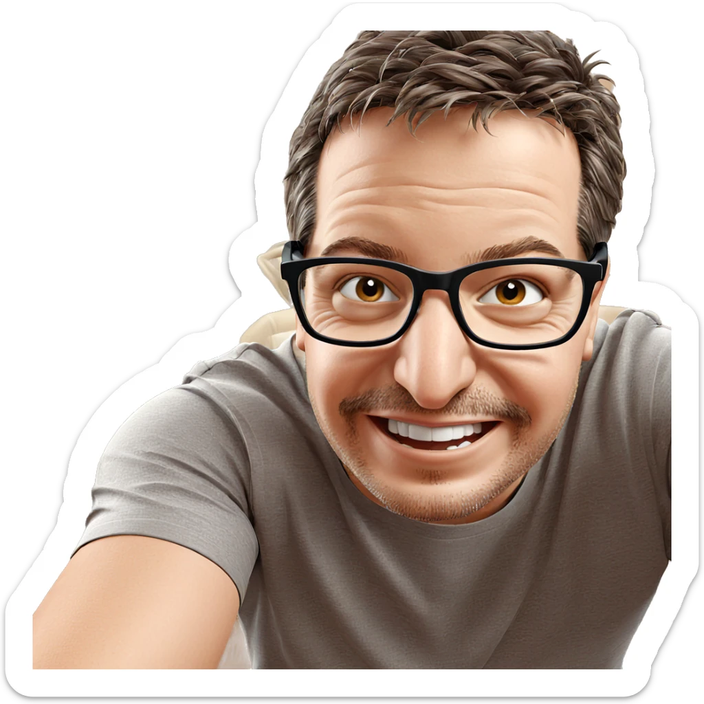 smiling boy with glasses sticker