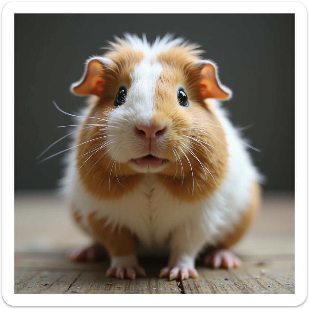 a natural-looking guinea pig with boba pearls, realistic details, photorealistic style sticker