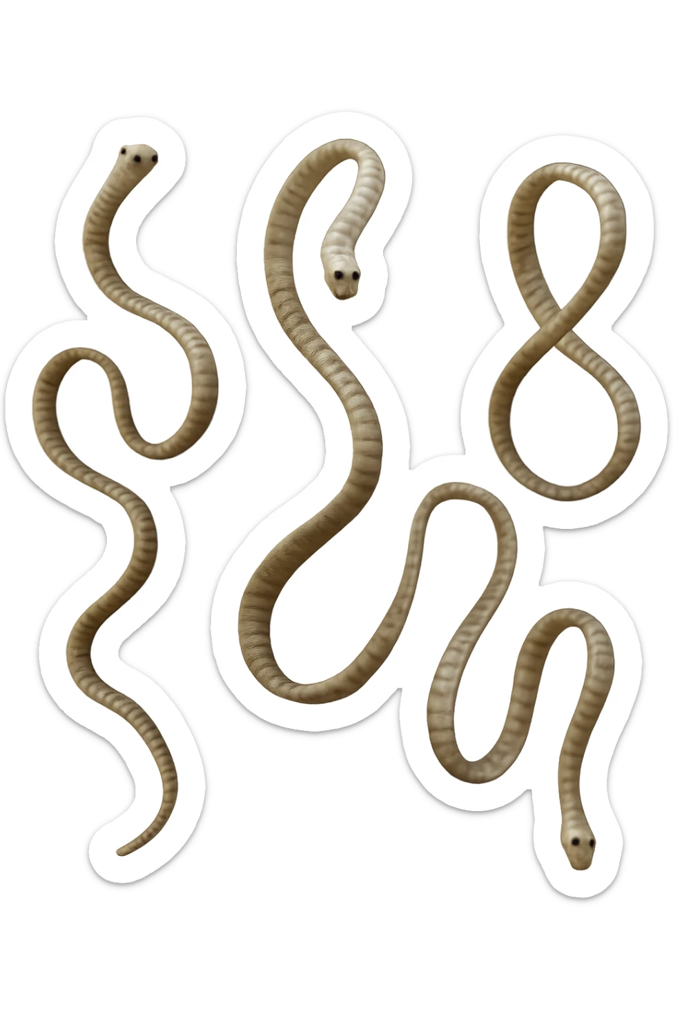 CINQUE PARASSITI COME LA TENIA FLUTTUANO IN ARIA, iperrealistico 4k sticker