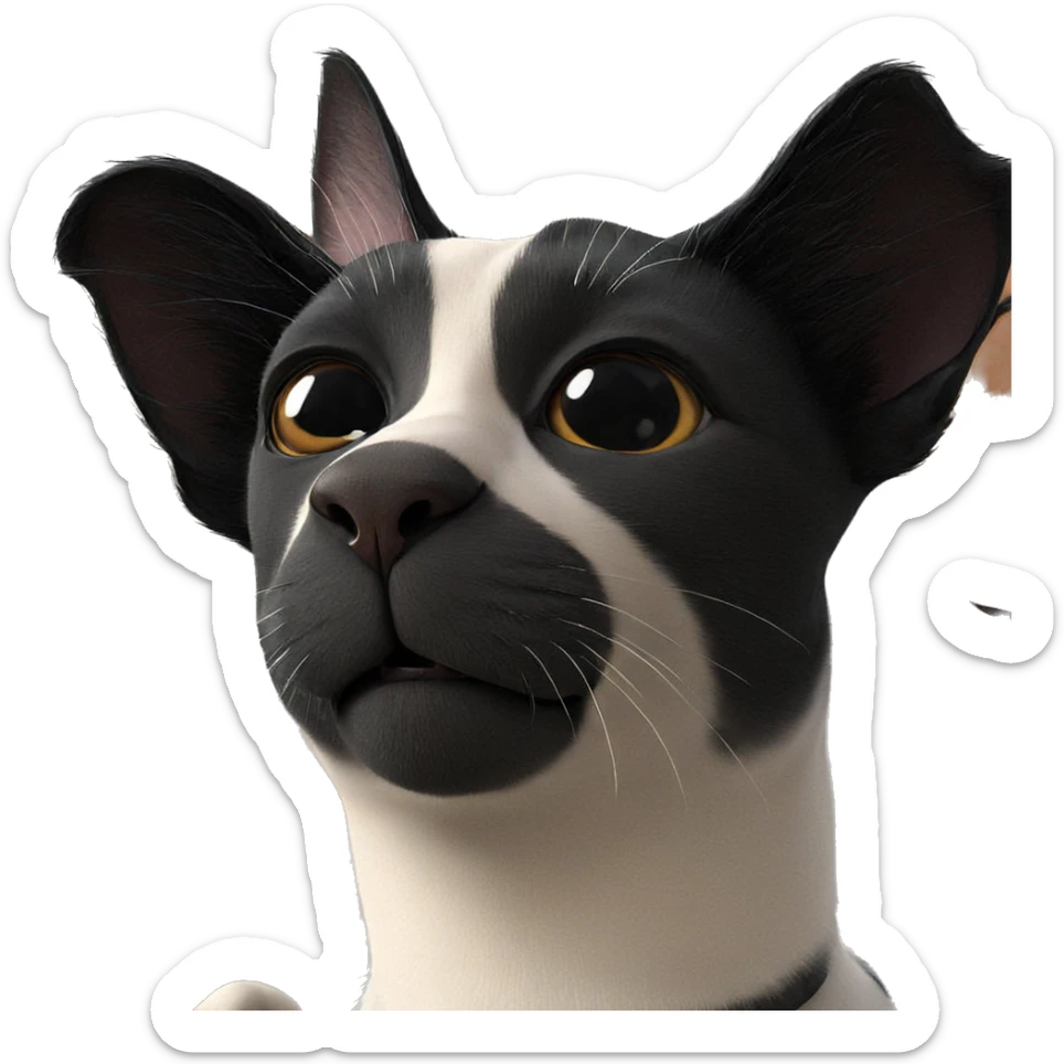 realistic black cat portrait sticker