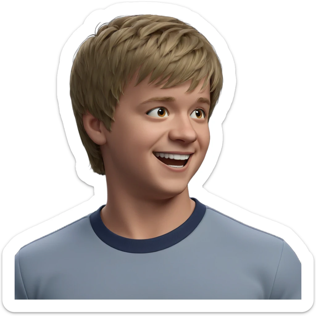 boy with a big smile sticker