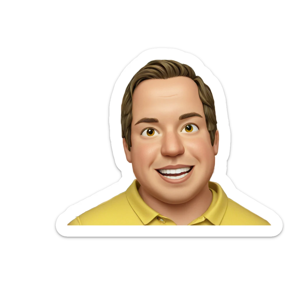 smiling boy in yellow shirt sticker